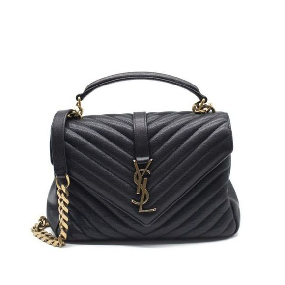 Saint Laurent Matelasse Monogram Medium College Black Leather Shoulder Bag YSL - Picture 12 of 12